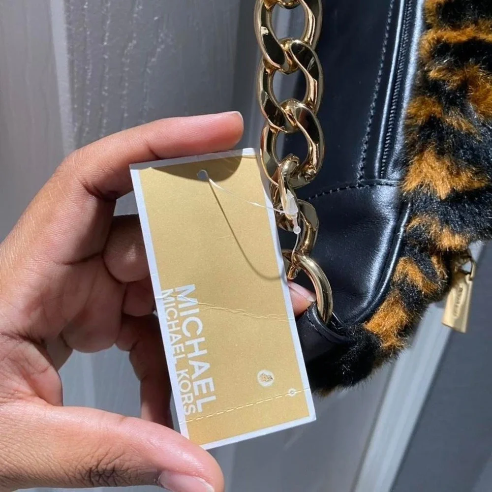 Michael Kors Leopard Print Faux Fur Belt Bag Unused